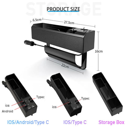 Car Organizer with Charger Cable Car Seat Gap Storage Box with Cable Vehicle Gym From House