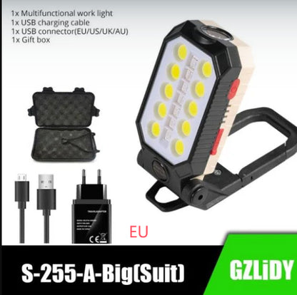 Folding USB Rechargeable COB Work Light Portable LED Flashlight Outdoor DealSniper.net W599A 10hole COB kit