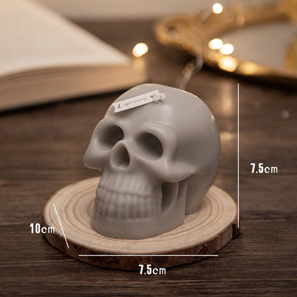Halloween Skull Aromatherapy Candle Handmade Holidays DealSniper.net Gray BlackBerry Basil