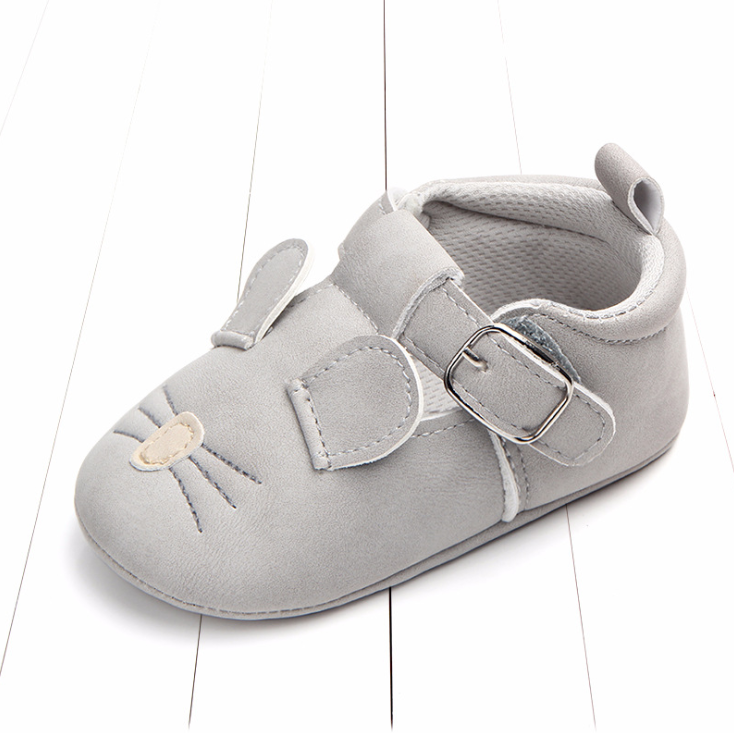 Spring and autumn cartoon animal baby shoes matte leather non-slip soft bottom baby shoes wholesale 0884 Kids DealSniper.net Light grey rat 11CM