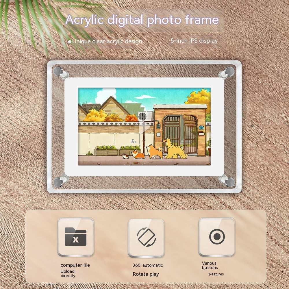 5-inch Transparent Fashion Digital Electronic Photo Album Home Decor Gym From House