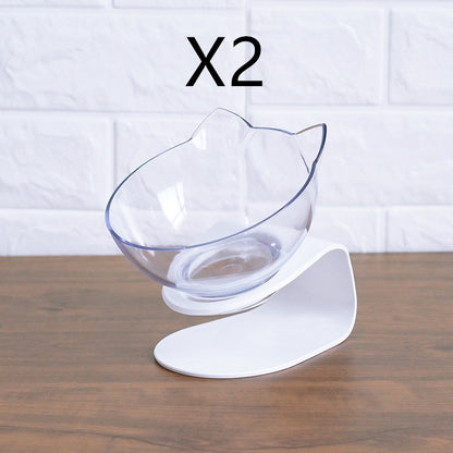 Non Slip Double Cat Bowl With Raised Stand Pet Food Pets dealsniper-net Single transparent shelf2pcs