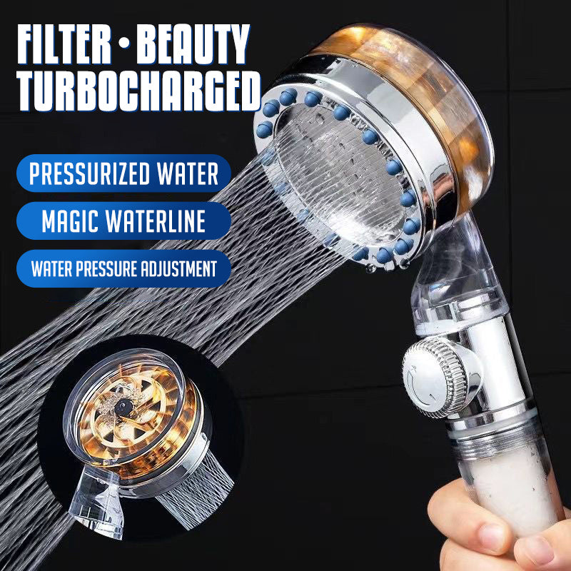 Pressurized Nozzle Turbo Shower Head One-Key Stop Water Saving