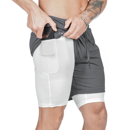 Men's Quick-drying Running Fitness Fake Two-piece Double-layer