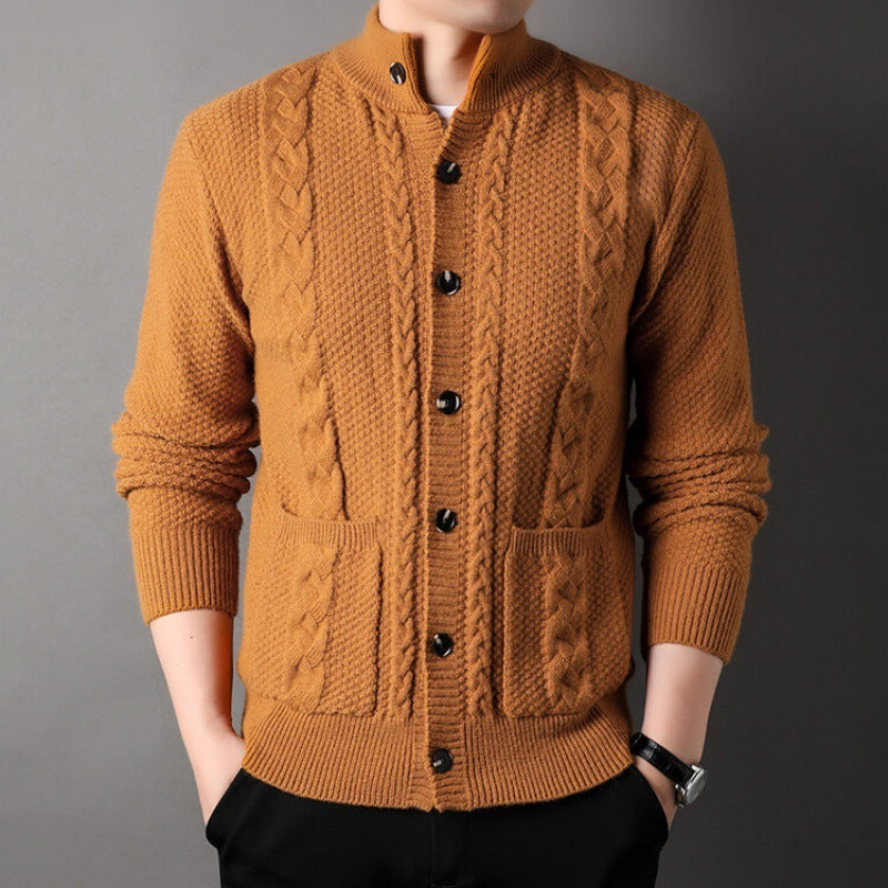 New Single-breasted Sweater With Pockets Fashion Jacquard