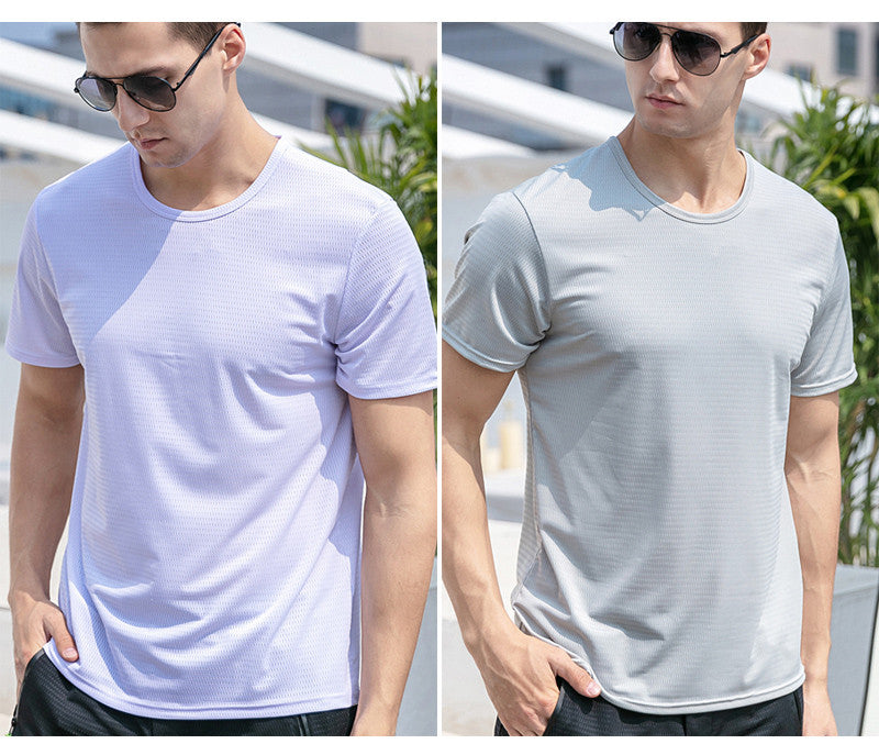 Ice Silk Short Sleeve T-shirt Men's Summer T-shirt Men DealSniper.net 2pcs crew neck white to light 2XL