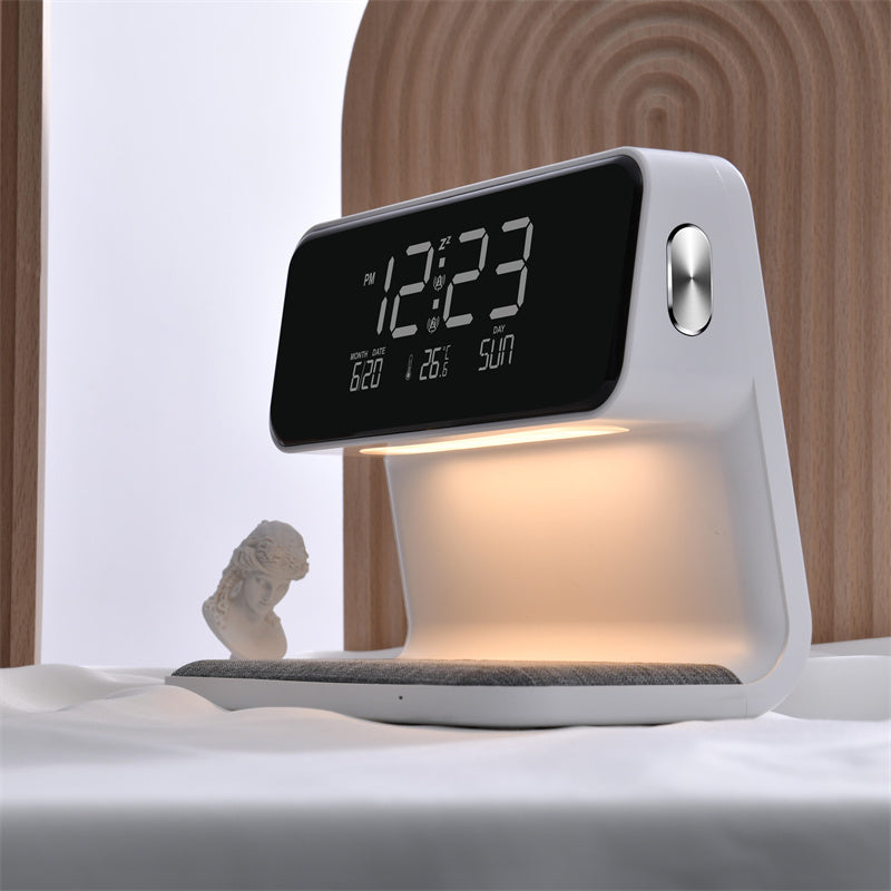 Creative 3 In 1 Bedside Lamp Wireless Charging LCD Screen Alarm Clock Gadgets dealsniper-net