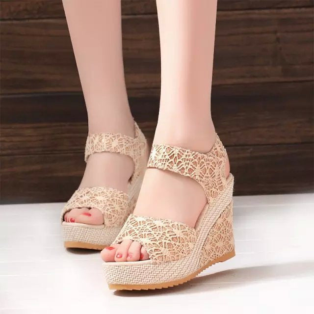 Flat bottom high heel sandals Women dealsniper-net Golden 35