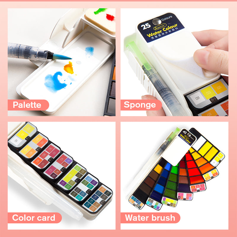 Solid Watercolor Paint Set With Water Brush Pen Hobby dealsniper-net