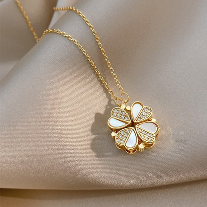 Luxury Four Leaf Clover Pendant Necklace Stainless Steel Jewelry DealSniper.net Gold