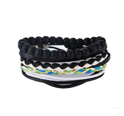 Leather Bracelet Men Multilayer Bead Bracelet Punk Wrap Jewelry dealsniper-net 6