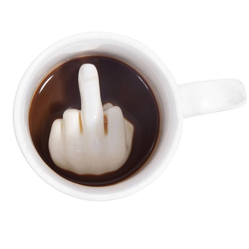 Creative Design White Middle Finger Mug Novelty Style Mixing Kitchen dealsniper-net