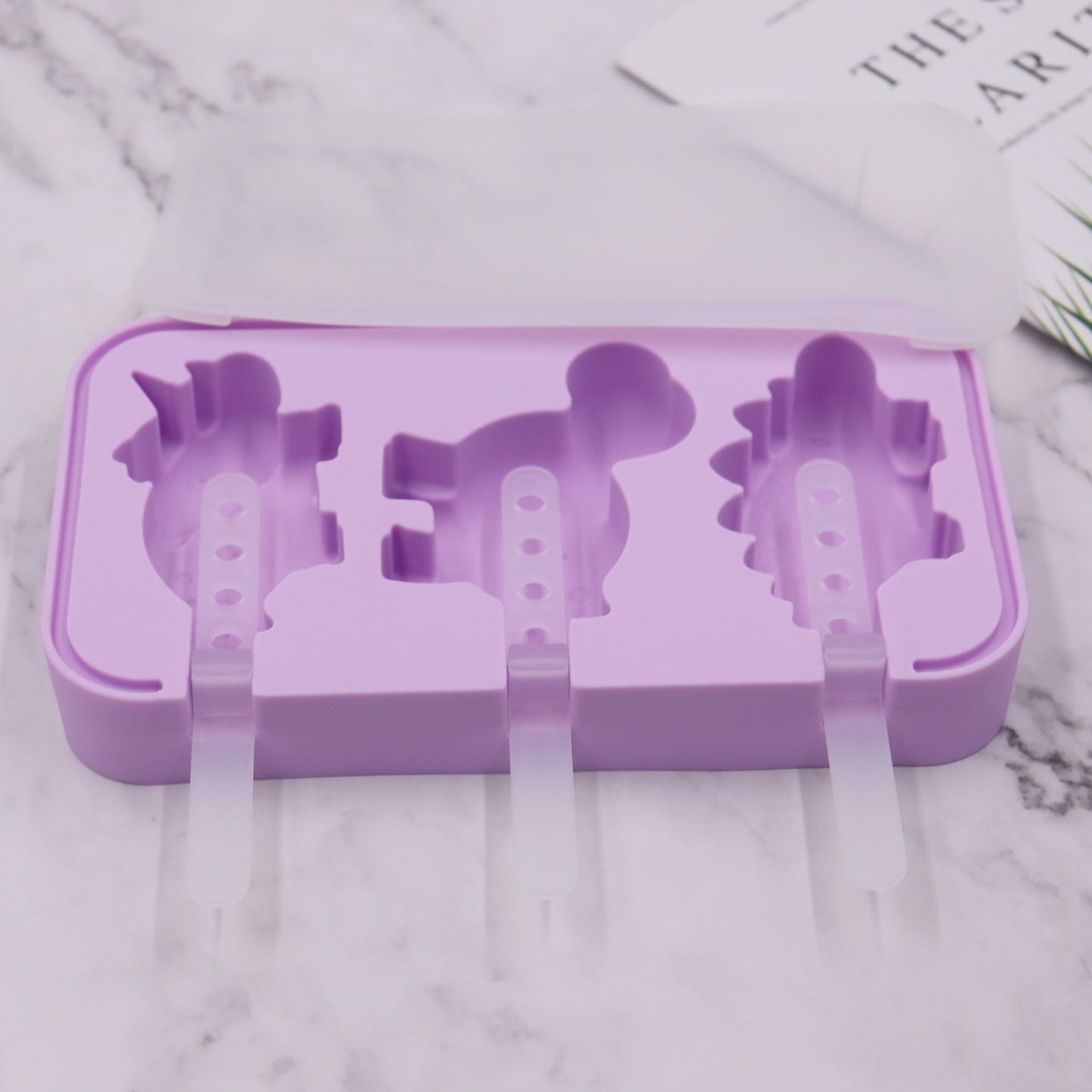 Fashion Creative Silicone Ice Cream Mold Kitchen dealsniper-net Dinosaur purple