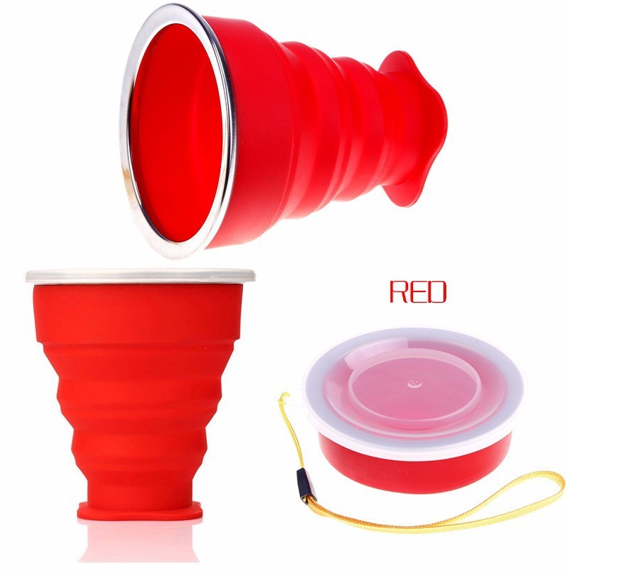 Color Portable Silicone Folding Cup Kitchen DealSniper.net Red