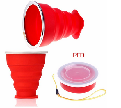 Color Portable Silicone Folding Cup Kitchen DealSniper.net Red