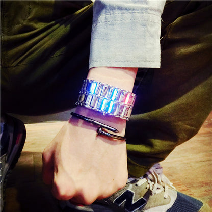 Creative LED Light Men Women Digital Wristwatches Style Jewelry Gym From House Silver Large
