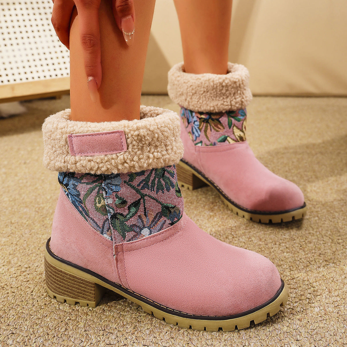 Flowers Embroidered Snow Boots Ethnic Style Platform