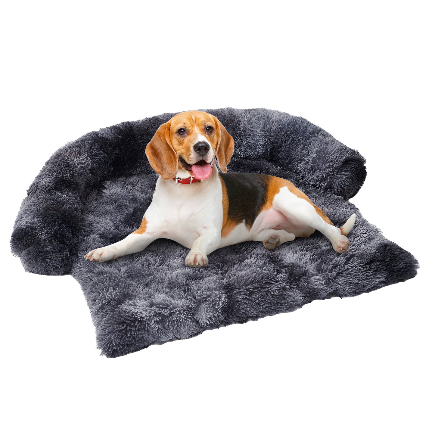 Dog Couch Bed Mat Fluffy Plush Dog Sofa Bed Pets dealsniper-net 43x41x7inch Tiedye Dark Gray