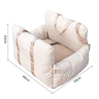 Linen Car Safety Seat Front Dog Bed Pets Gym From House Beige 60X50X43cm