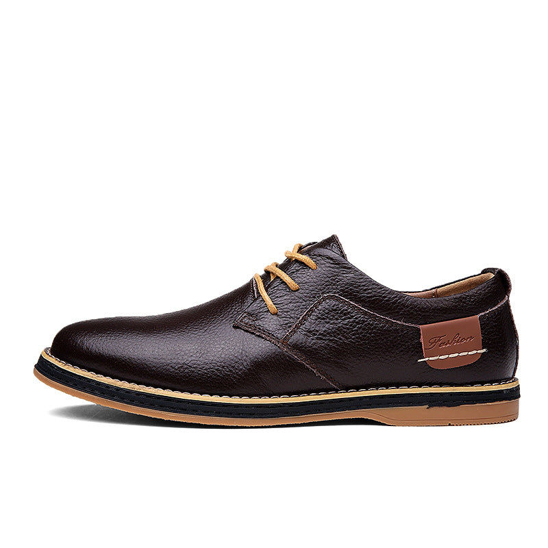 Men's Casual Leather Shoes Top Layer Daily Shoes Trend Men's Shoes British Tie Dress Shoes Men DealSniper.net