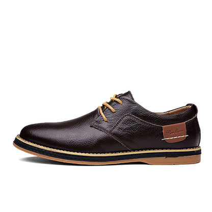 Men's Casual Leather Shoes Top Layer Daily Shoes Trend Men's Shoes British Tie Dress Shoes Men DealSniper.net