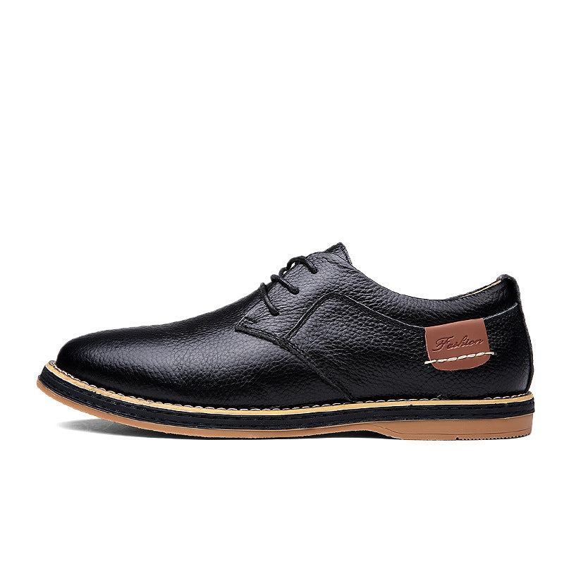Men's Casual Leather Shoes Top Layer Daily Shoes Trend Men's Shoes British Tie Dress Shoes Men DealSniper.net