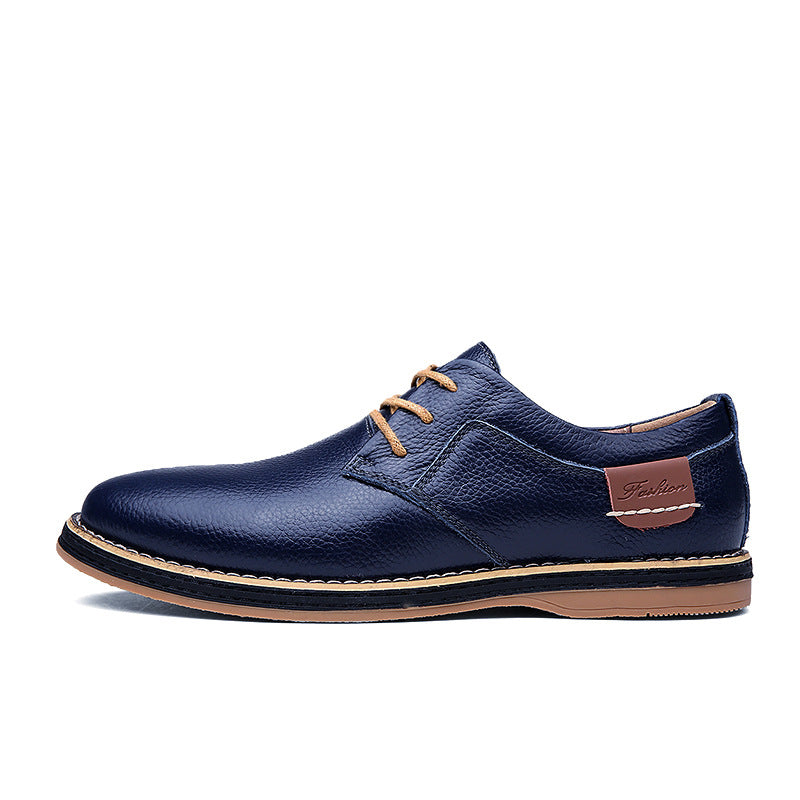 Men's Casual Leather Shoes Top Layer Daily Shoes Trend Men's Shoes British Tie Dress Shoes Men DealSniper.net