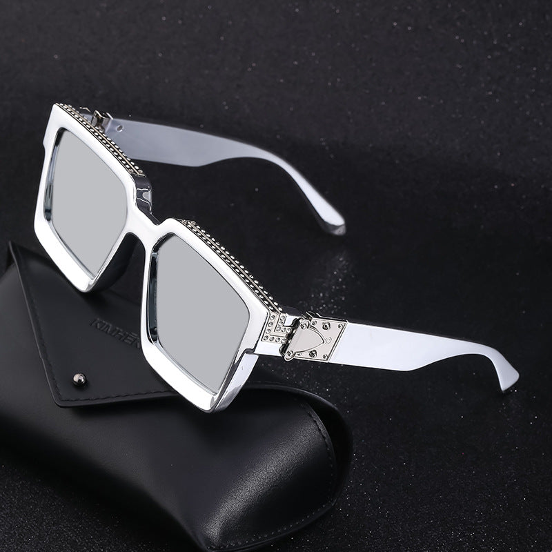 Diamond-Encrusted Large Square Frame Sunglasses For Women Women Gym From House