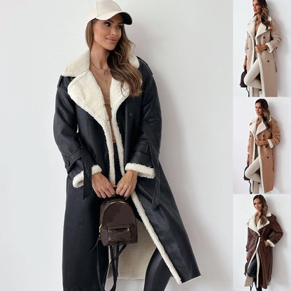 Winter Jacket With Belt Fashion Double Breasted Lapel Windbreaker Women Gym From House