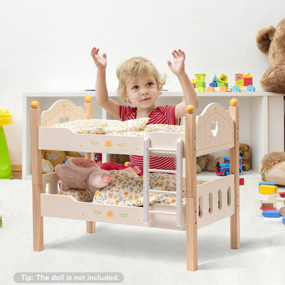 Doll Bunk Beds Cradle For 18 Inch Dolls Wooden Baby Doll