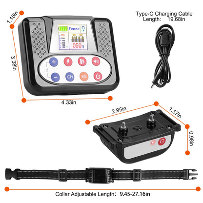 1Set 990FT Range Dog Wireless Fence Remote Training Collar Pets Gym From House