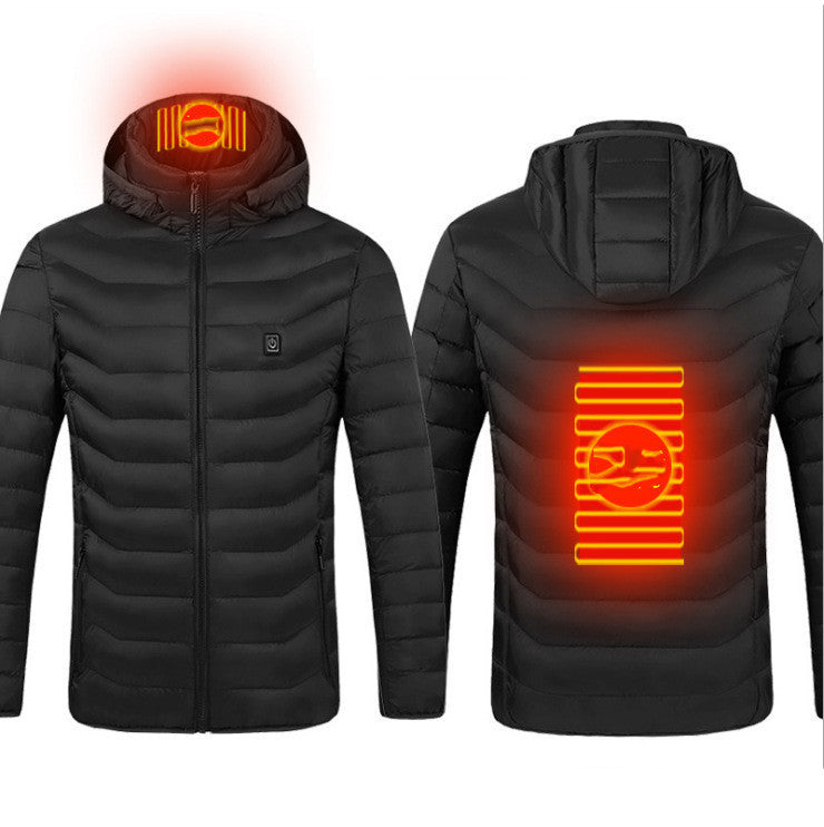 New Heated Jacket Coat USB Electric Jacket Cotton Coat Heater Men Electronics Office Black Zone2 2XL