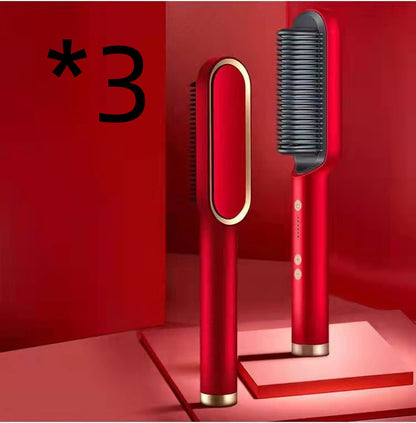 New 2 In 1 Hair Straightener Hot Comb Women dealsniper-net 3pcs Red US Opp pack