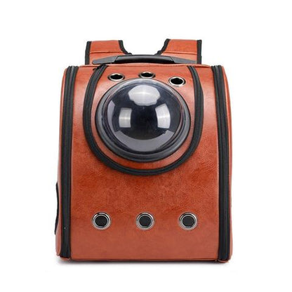 Leather pet carry backpack capsule Pets Gym From House brown