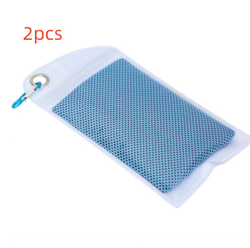 Mountaineering Bag Cooling Ice Feeling Cold Feeling Towel Ice-cold Towel Sports DealSniper.net Sky Blue 2pcs Rounded corners 30x90cm