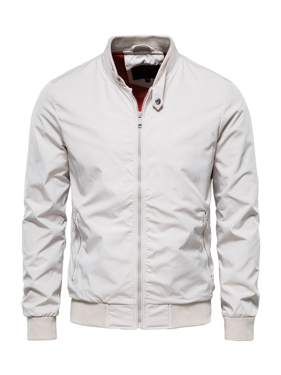 Trendy Men's Jacket Spring And Autumn Coat Fashion Outerwear Men Gym From House 836 beige 4XL