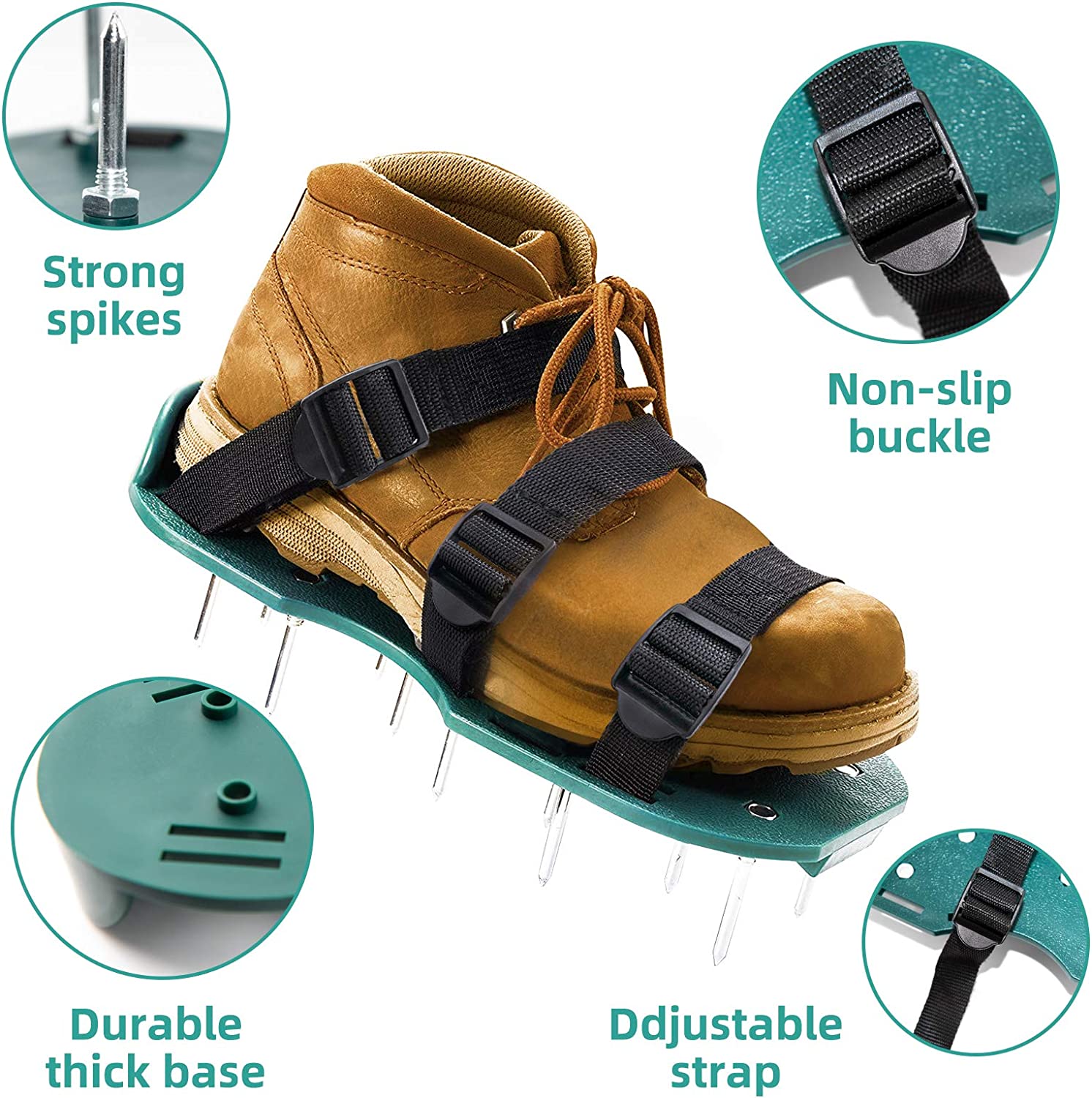 Lawn Aerator Shoes, Metal Spike Sandals For Aerating Lawn Soil, Garden dealsniper-net