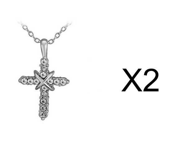 Studded Jesus Cross Necklace Clavicle Chain Jewelry dealsniper-net 2XPlatinum