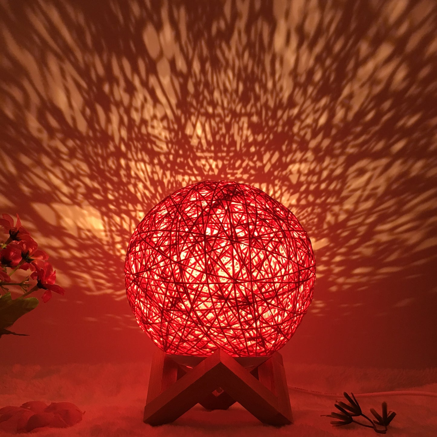 Creative Linen Table Lamp Novel and Unique LED Intelligent Home Decor Gym From House Red shelf Button 15cm