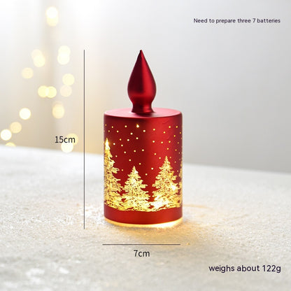 Christmas Luminous Glass Desktop Decoration Holidays dealsniper-net Red Candle