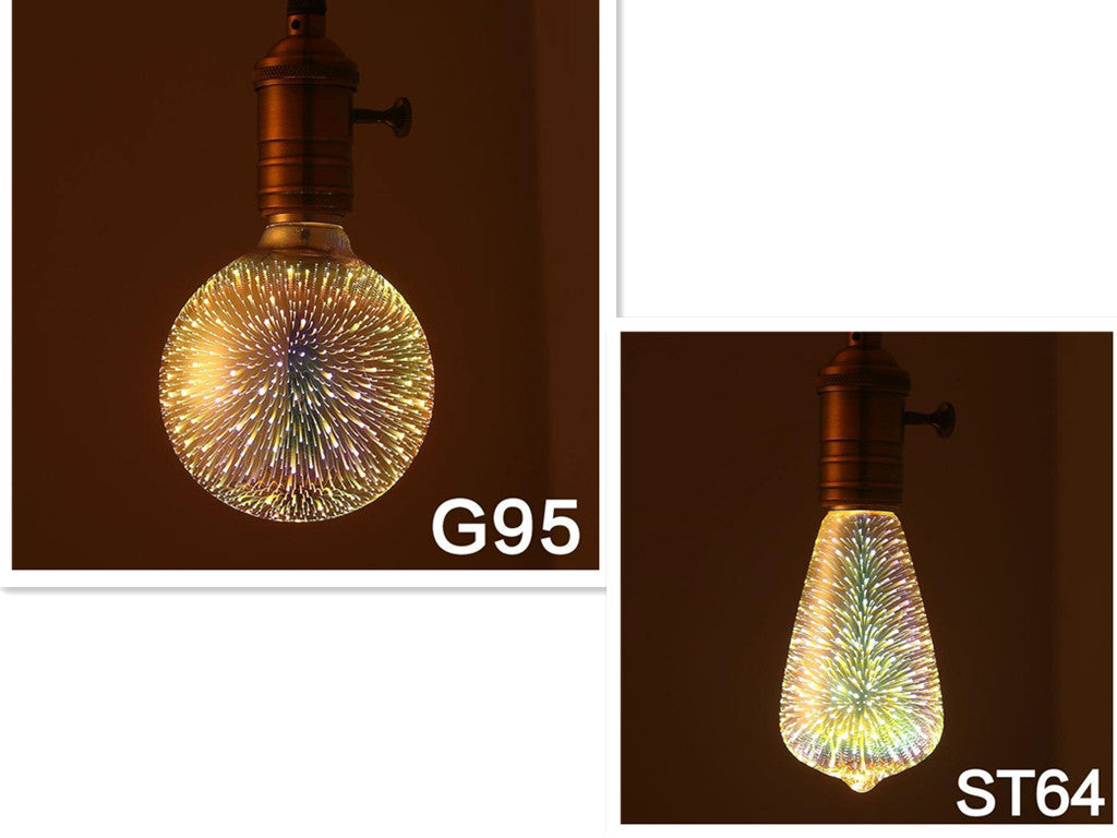 LED Light Bulb 3D Decoration Bulb Firework Lights Novelty Lamp Home Decor Gym From House ST64 and G95
