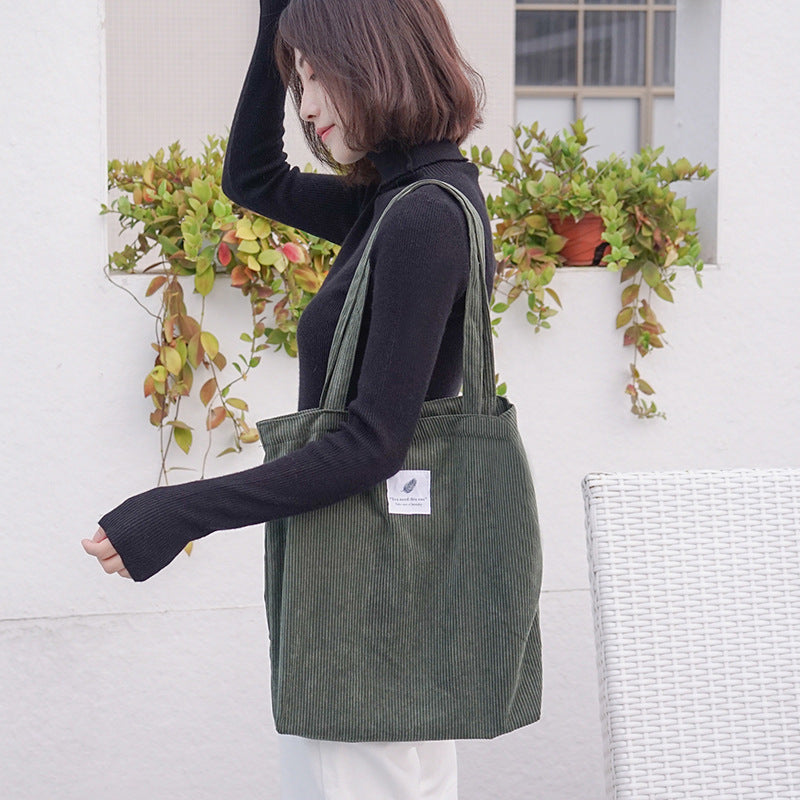 Corduroy shoulder bag Women DealSniper.net Dark green