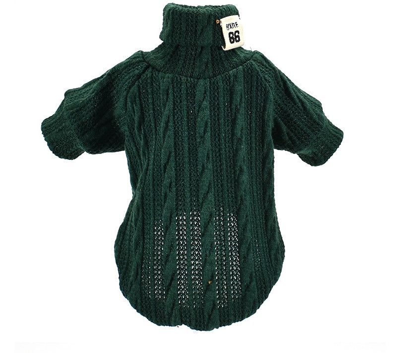 Dog Sweater Turtleneck Solid Color Dogs Clothes Warm Cotton Pets dealsniper-net Green L