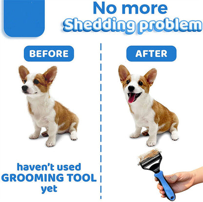 Grooming Brush For Pet Dog Cat Deshedding Tool Rake Comb Fur Remover Pets dealsniper-net