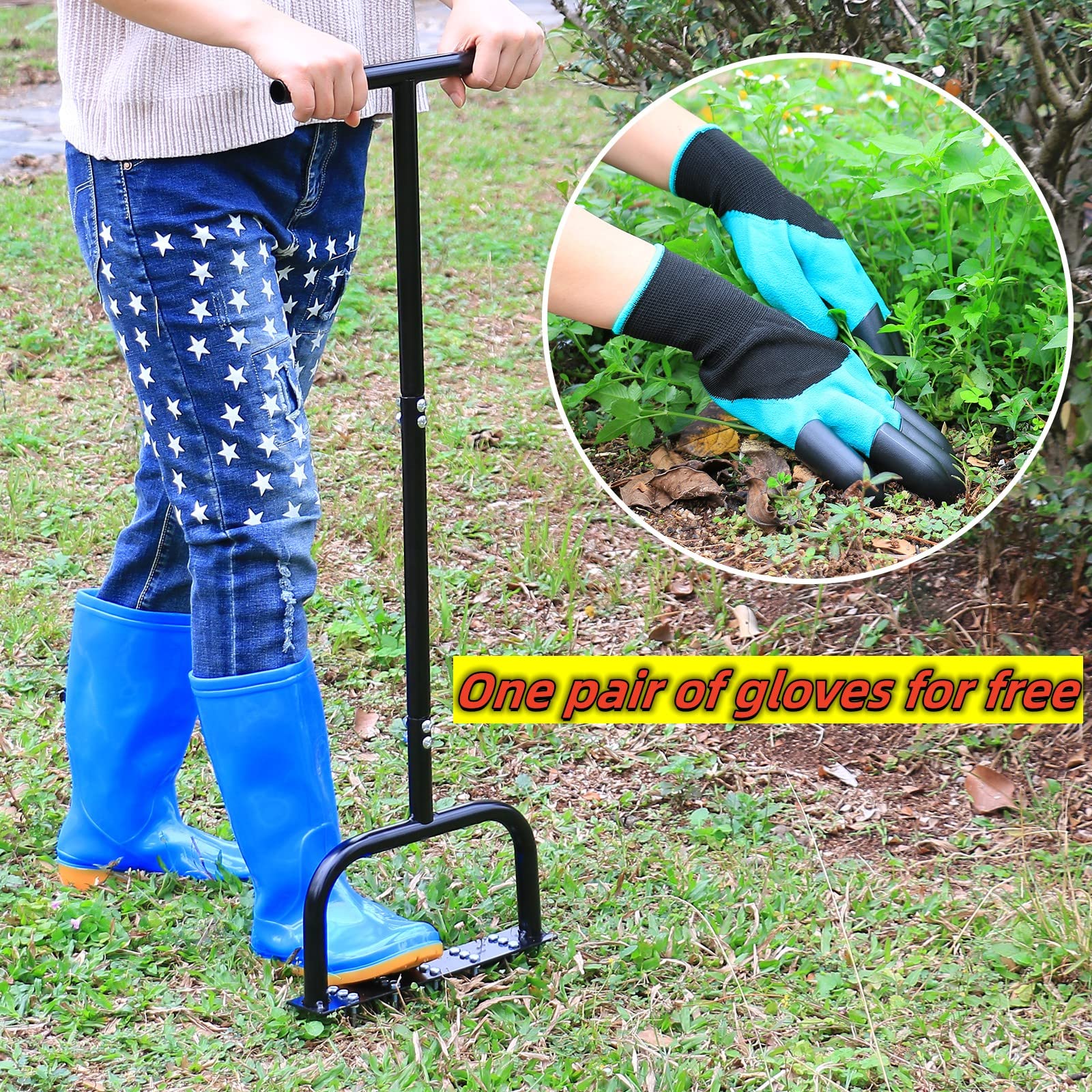 Lawn Aerator Tool Manual Metal Spike Grass Aeration With Dethatching Garden dealsniper-net