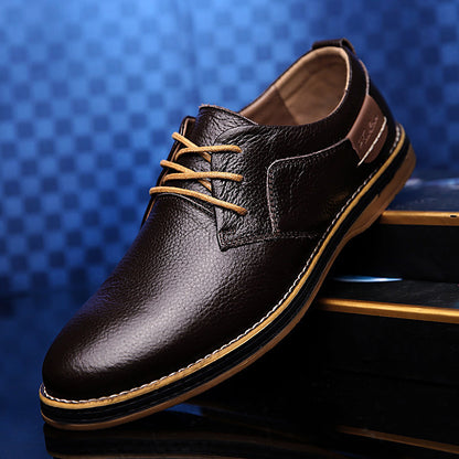 Men's Casual Leather Shoes Top Layer Daily Shoes Trend Men's Shoes British Tie Dress Shoes Men DealSniper.net Brown 38