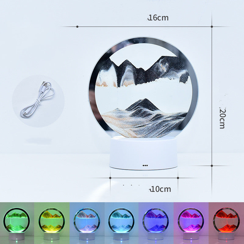 Desktop Quicksand Painting Dynamic Decoration Hourglass Lamp Home Decor Gym From House Black USB