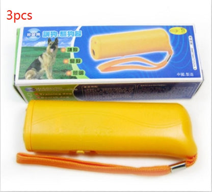 3-in-1 Anti Barking Dog Training Device Ultrasonic Dog Training Repeller LED Flashlight Pets dealsniper-net 3pcs Yellow