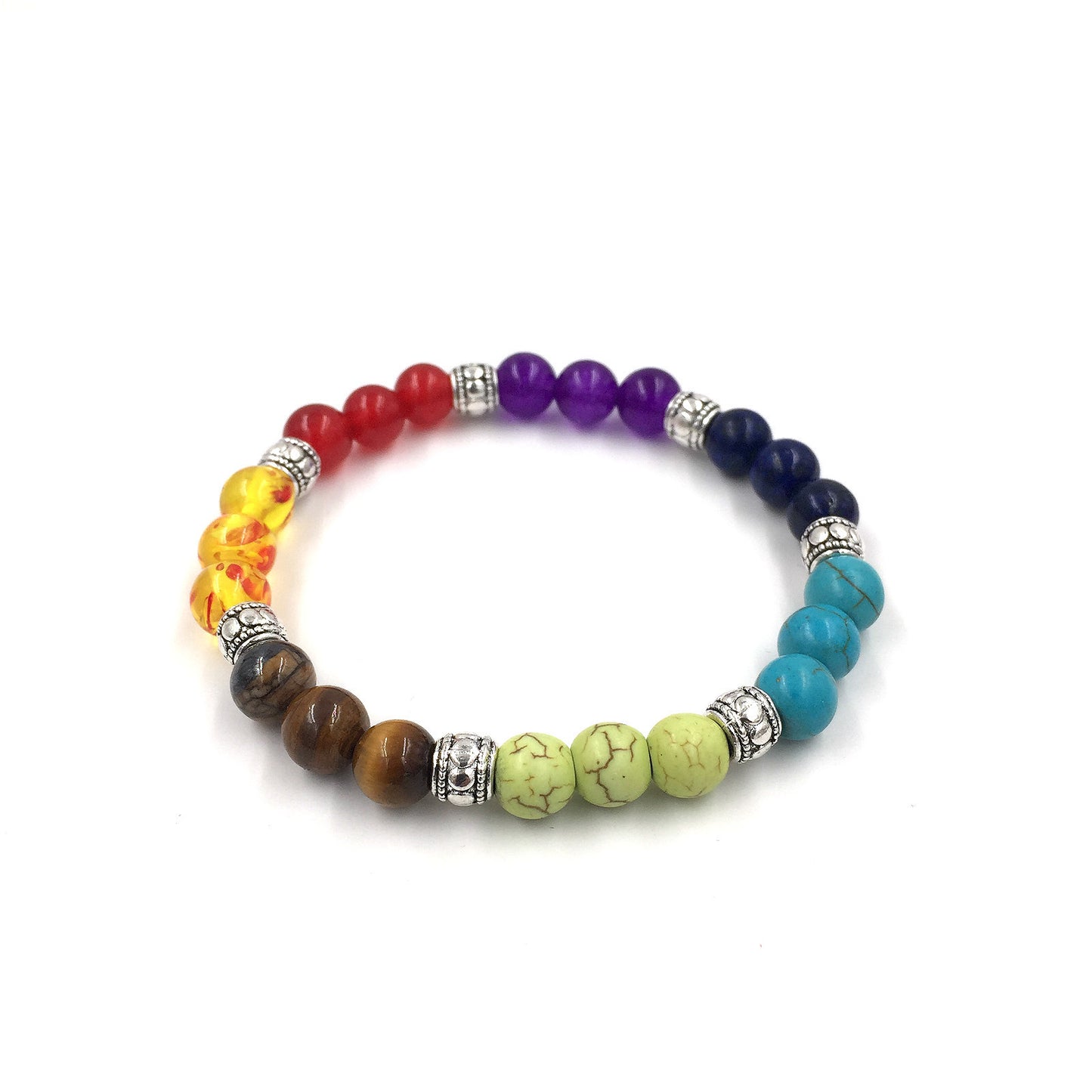 Agate molten rock 8mm energy volcanic stone chakra colorful beads bracelet string Jewelry dealsniper-net Seven color 2