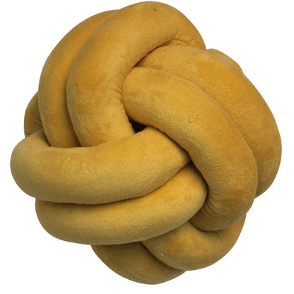 Knotted Plush Ball Design Round Throw Pillow House DealSniper.net Mustard Yellow 18x18cm